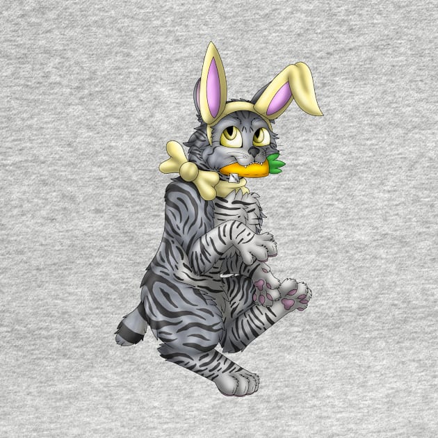 Bobtail BunnyCat: Grey Tabby (Yellow) by spyroid101